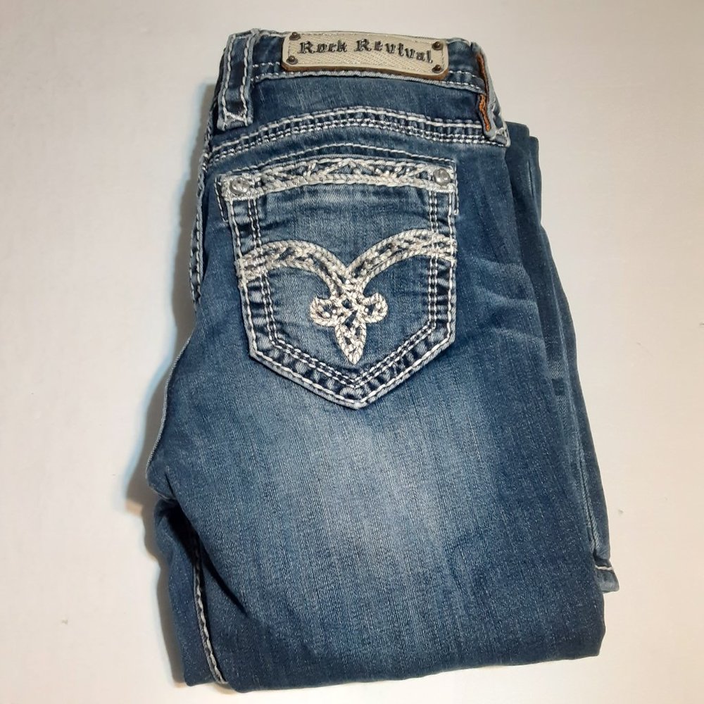 Rock Revival Women's Signy Mid Rise Boot Jeans in size 25